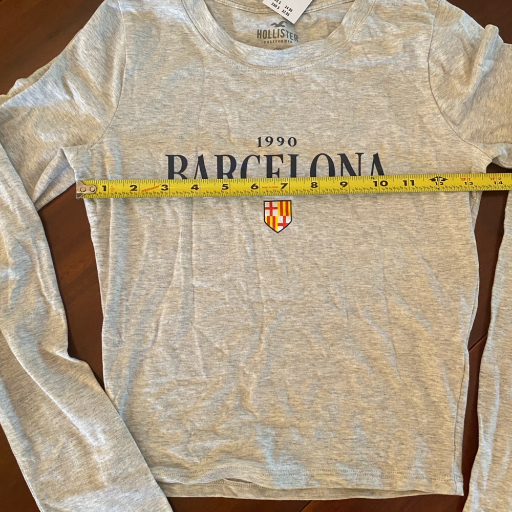Hollister Long Sleeve Tee NWT Grey Barcelona